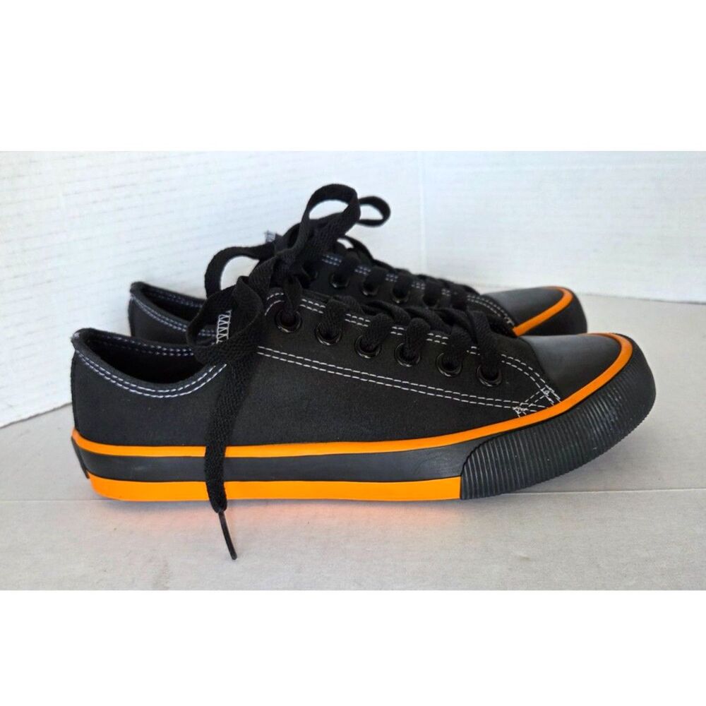 Harley-Davidson Women Zia Moto Shoes Sz 8 Black Leather Low-Cut Sneakers D83816